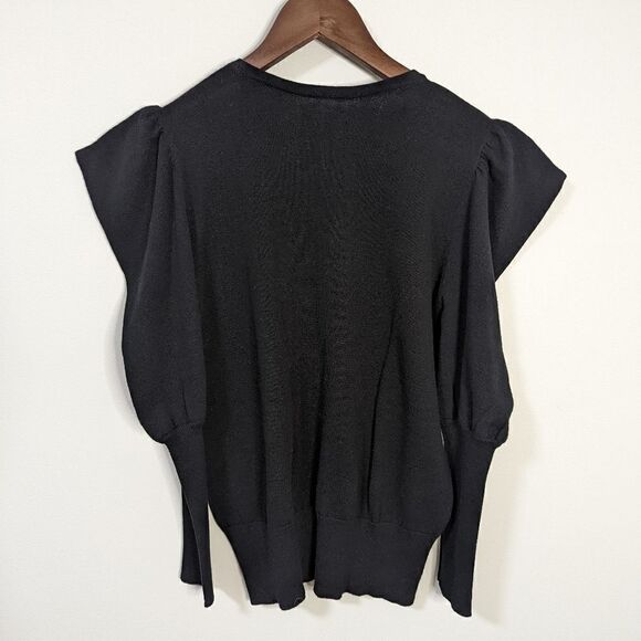 NWT Sundays Black Plum Gathered Shoulder Sweater - Picture 6 of 7
